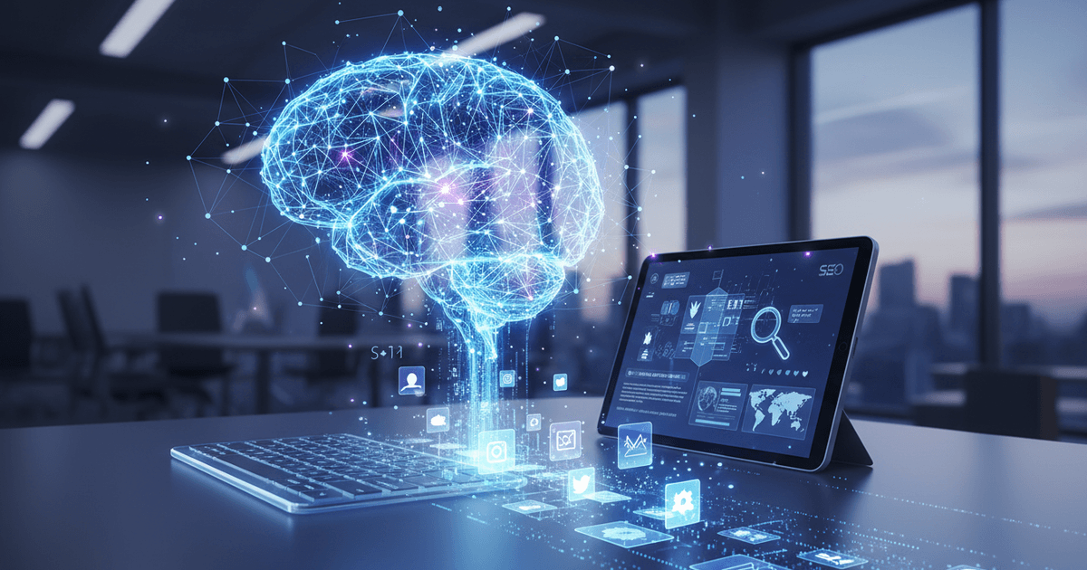 digital interface with AI algorithms visualizing automated content creation process explaining why use AI for content creation