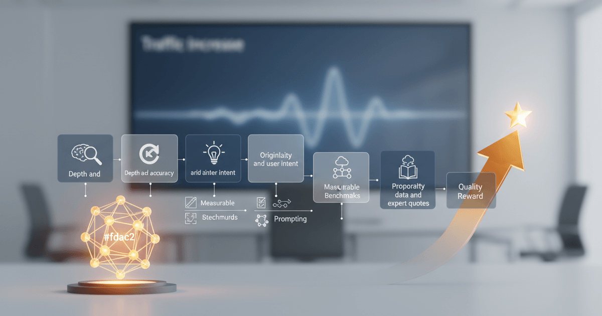 a digital workspace showing AI-generated SEO content analysis with quality metrics and keyword optimization tools