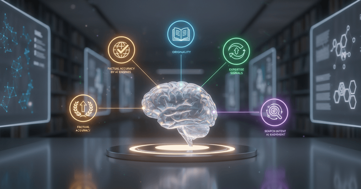 futuristic digital interface displaying pillars representing best practices for AI content 2026 with data and technology elements