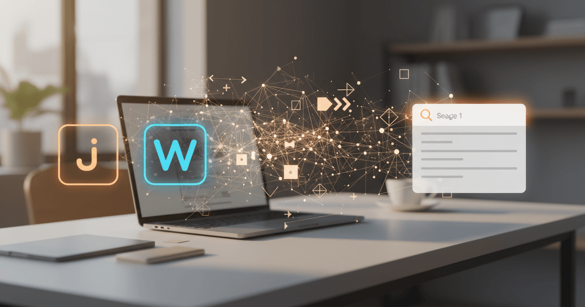 abstract digital interface showing content ranking factors like keyword targeting and internal linking for Jasper AI vs Wyrote