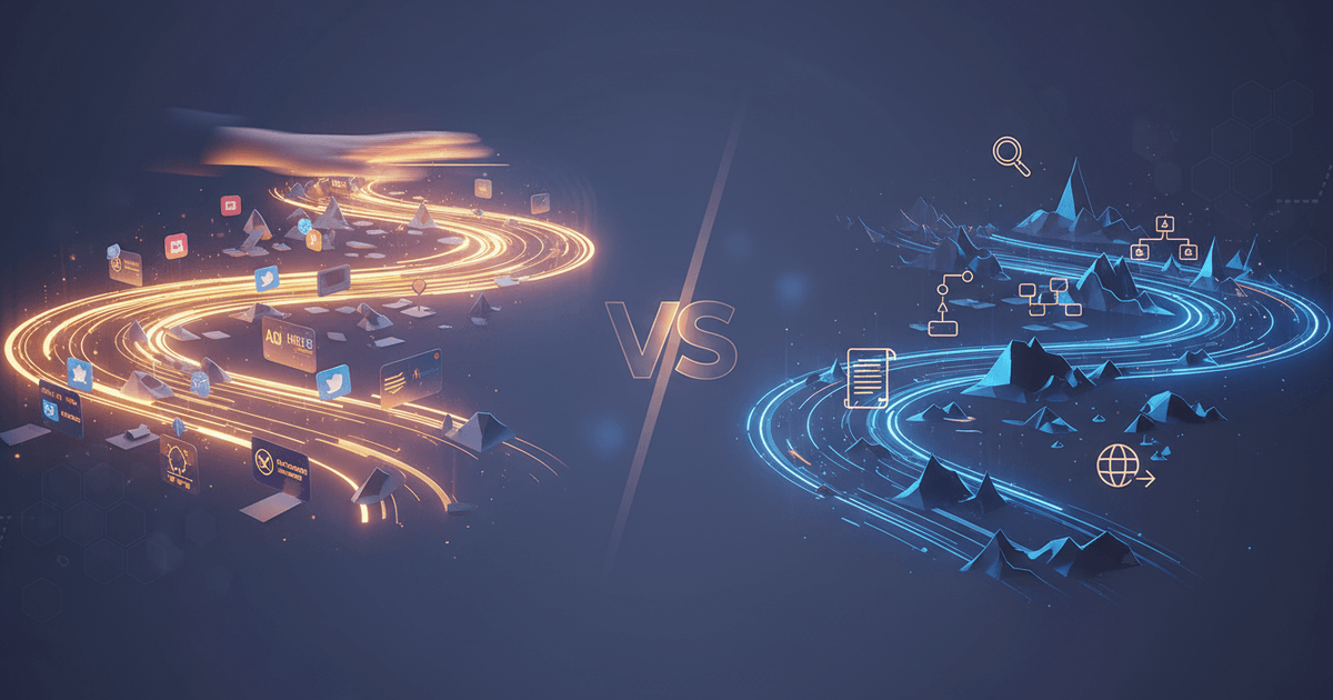 split screen showing Copy.ai and Wyrote AI content generation interfaces highlighting different marketing and SEO features