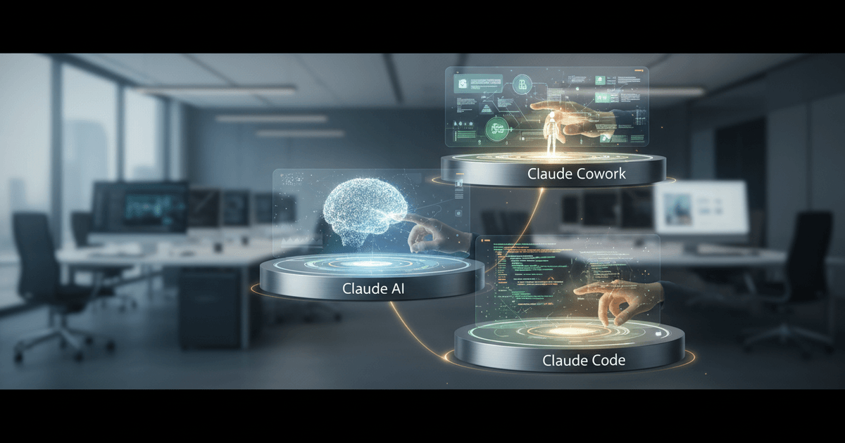 AI-generated digital workspace showing Claude Cowork automating desktop tasks compared to Wyrote AI content generation