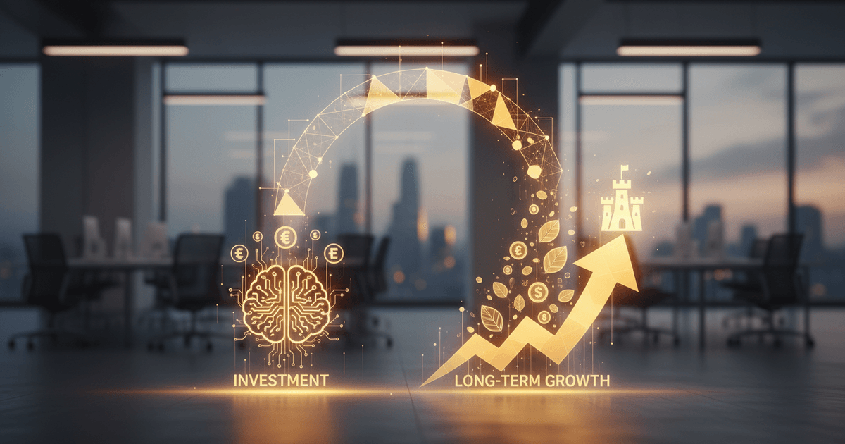 illustration of SEO ROI calculation with financial graphs, charts, and investment symbols