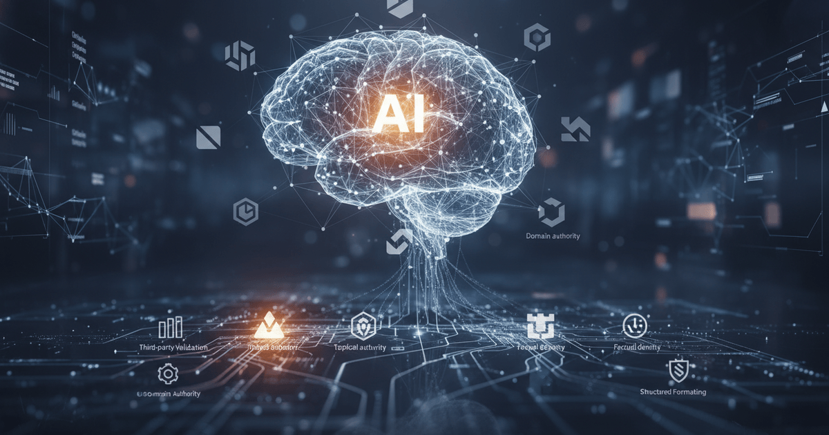 AI search interface displaying brand logos with data points highlighting brand visibility in AI search